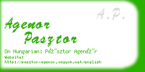 agenor pasztor business card